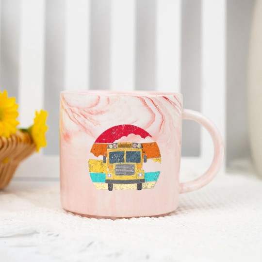 Retro Yellow School Bus for School Bus Driver andj Marble Mugs