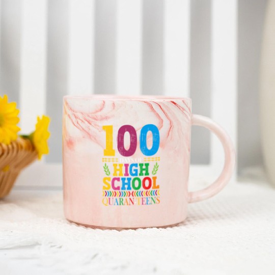 100 Days Of High School Quaran-teens Masked Marble Mugs