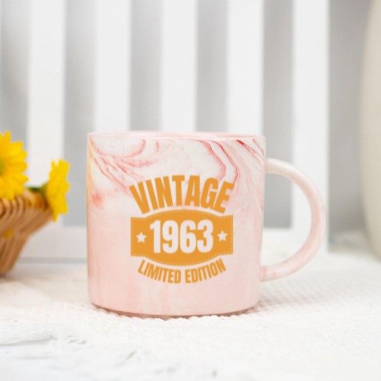 60 Years Vintage 1963 Retro 60th Birthday Marble Mugs