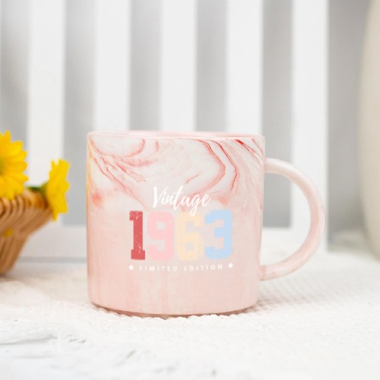 60 Years Vintage 1963 Retro 60th Birthday Marble Mugs