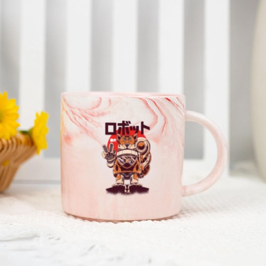 Cute Shiba Robot Pastel Kawaii Aesthetic, Yami Marble Mugs
