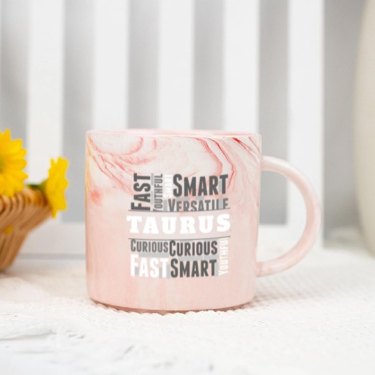 Taurus Zodiac Star Sign Word Cloud Square Monochro Marble Mugs