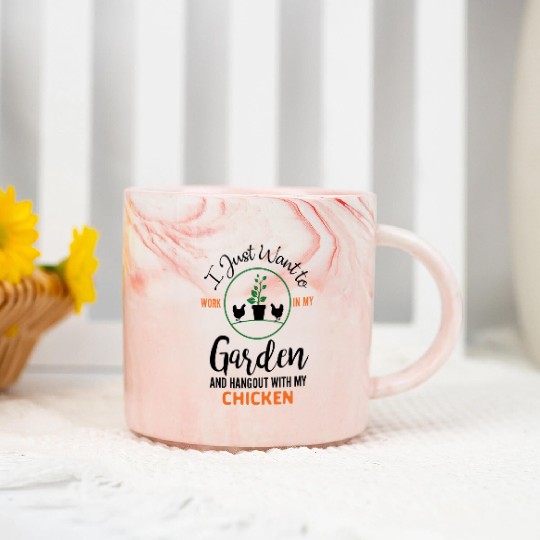 Amateur Gardener In The Garden, Fruit And Marble Mugs