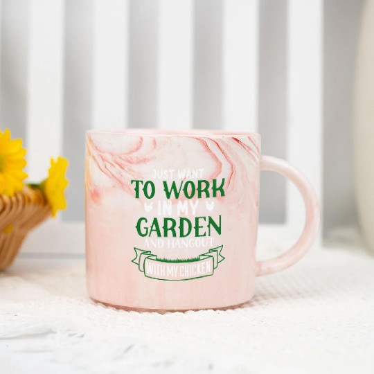 Amateur Gardener In The Garden, Fruit And Marble Mugs