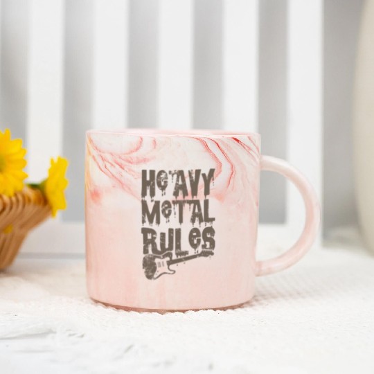 Heavy Metal Rules Music Band Genre Marble Mugs