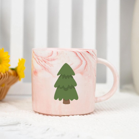 Cartoon Evergreen Tree Marble Mugs