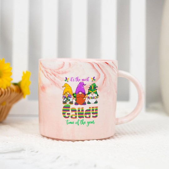 Gaudy Time 0f The Year Gnomes Fleur de lis Marble Mugs