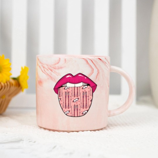Skiing Skier Lips Marble Mugs