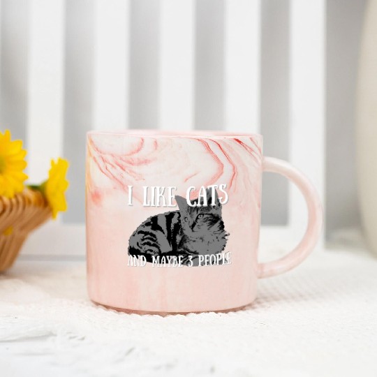 I Like Cats And Maybe 3 People Cat Lover, Cat Dad, Marble Mugs