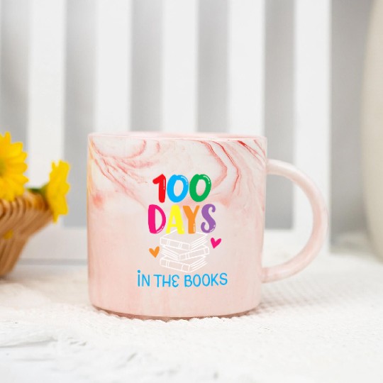 100 Days in the Books - Book Lover English Reading Marble Mugs