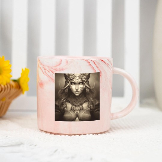 Warrior princess wearing gothic plate dark fantasy Marble Mugs
