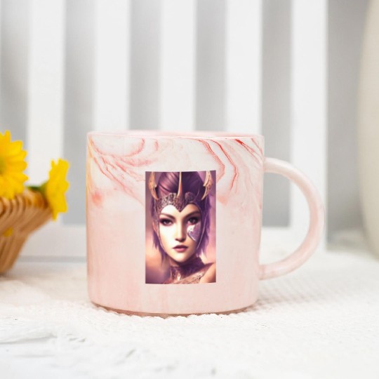 Warrior princess wearing gothic plate dark fantasy Marble Mugs