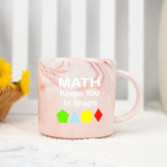 Math Keeps You In Shape Funny Math Teacher Workout Marble Mugs