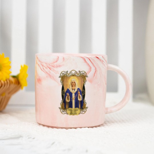 Our Lady of the Rosary Catholic Prayer Rosaries Ma Marble Mugs