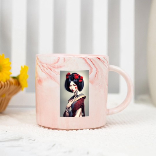 Geisha portrait japanese woman Japan wallart Marble Mugs