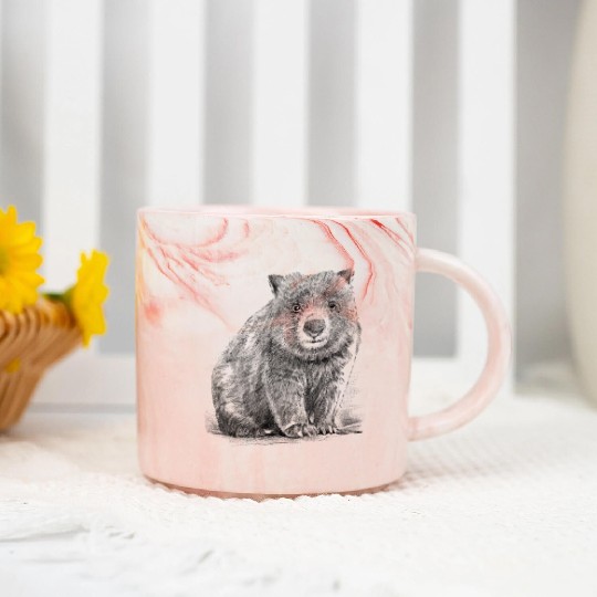 Realistic wombat handrawn Marble Mugs