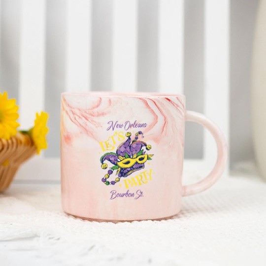 Mardi Gras Bourbon Street New Orleans Souvenir Lou Marble Mugs