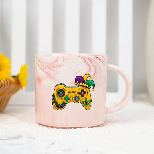 Mardi Gras Video Game Controller Jester Hat Kids B Marble Mugs