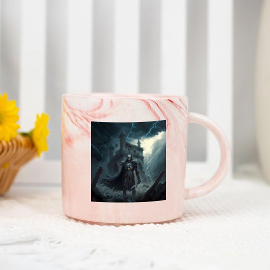Death Knight in Thunderstorm Marble Mugs