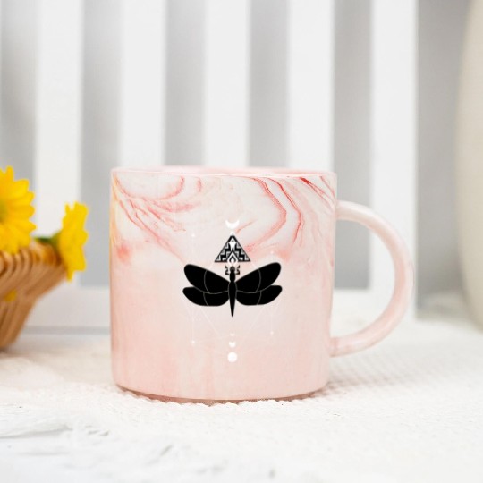 Minimalist Insect Celestial Dragonfly Sacred Geome Marble Mugs