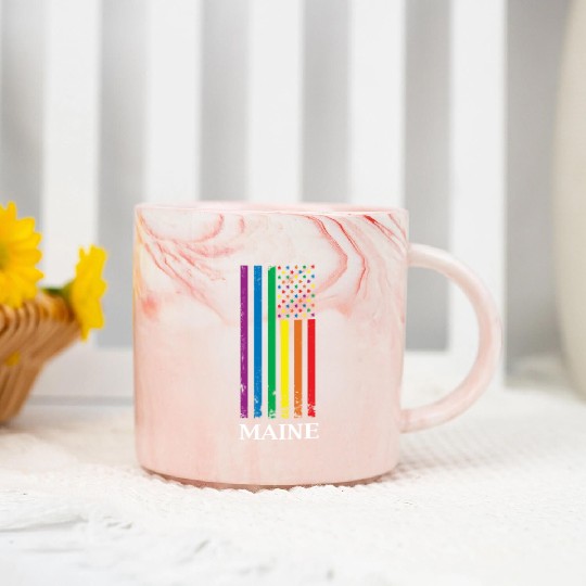 Maine Pride Month Pride Flag LGBT Community LGBTQ Marble Mugs
