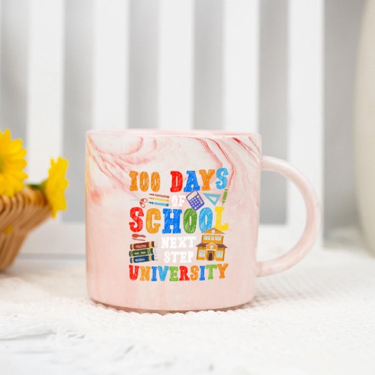 100 Days of School - Next Step University Marble Mugs