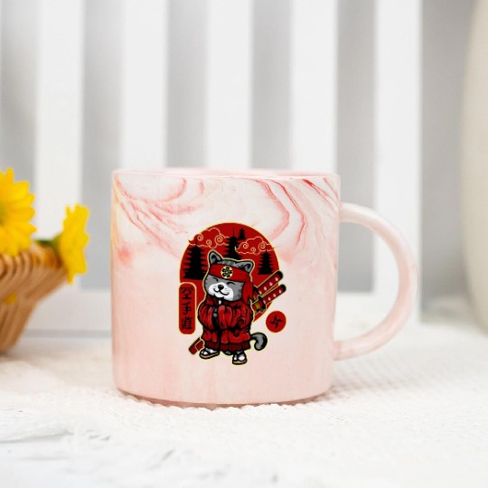 Samurai Cat Marble Mugs
