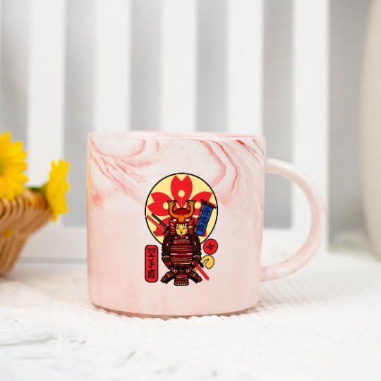 Samurai Cat Marble Mugs