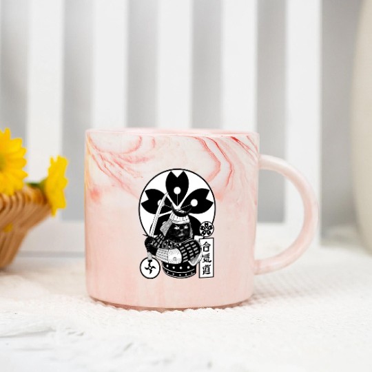 Samurai Cat Marble Mugs
