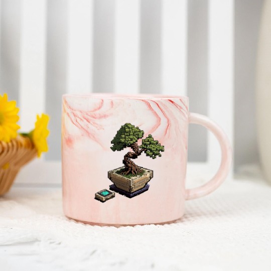 8 Bit Bonsai Tree Marble Mugs
