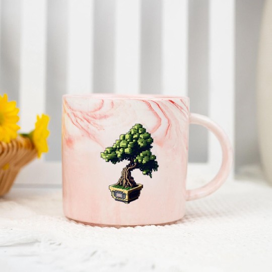 8 Bit Bonsai Tree Marble Mugs