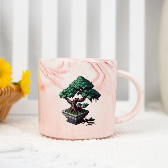 8 Bit Bonsai Tree Marble Mugs