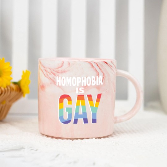 Homophobia is Gay Funny Rainbow LGBT Pride Month Marble Mugs