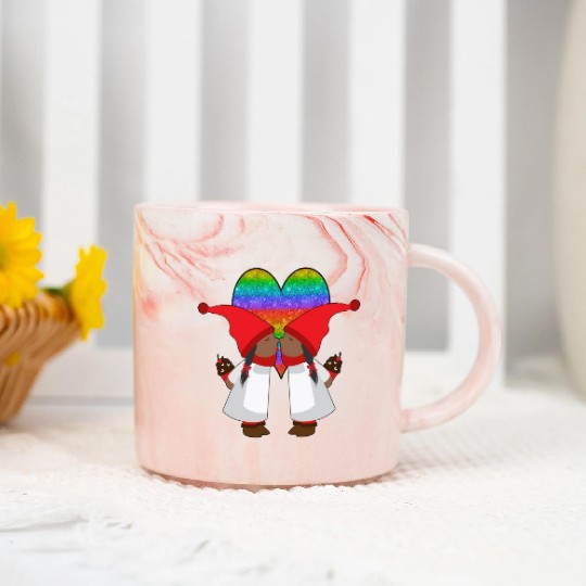 Black Lesbian Gnome Valentines Day Couples Gift Marble Mugs