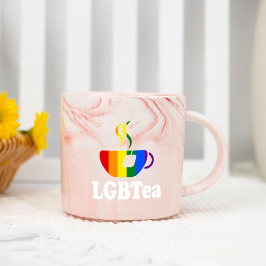 LGBTea Funny Teacup Rainbow Pride Month Gay Tea Lo Marble Mugs