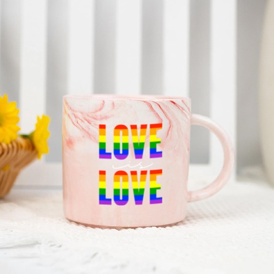 Love Is Love, LGBT Rainbow Flag Marble Mugs
