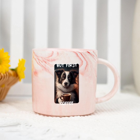 Border Collie - But First Coffee (en) 1 Marble Mugs