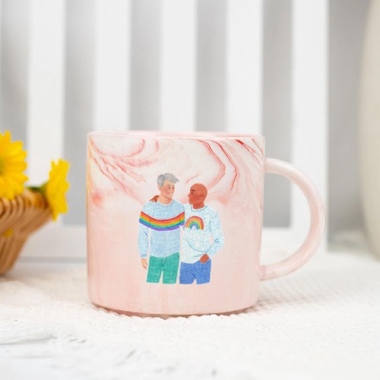 lesbian lgbtq pride valentine day 2022 valentines Marble Mugs