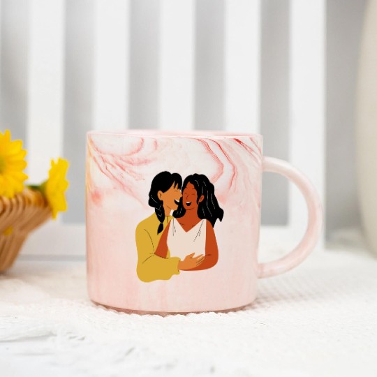 lesbian lgbtq pride valentine day 202 valentines Marble Mugs