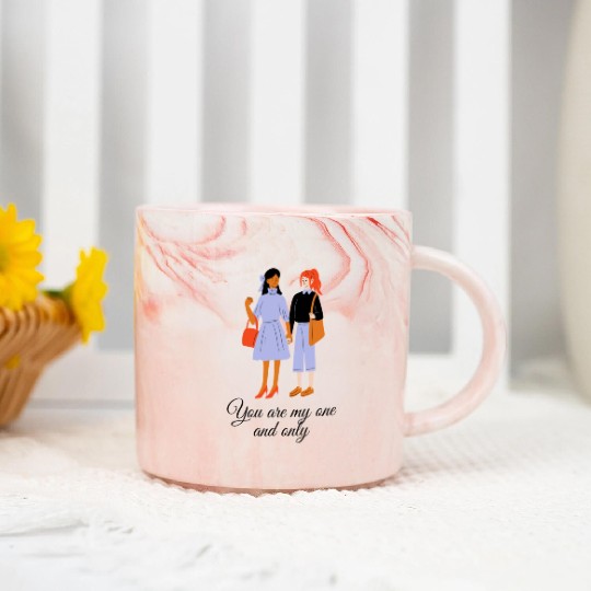 lesbian lgbtq pride valentine day 2023 valentines Marble Mugs