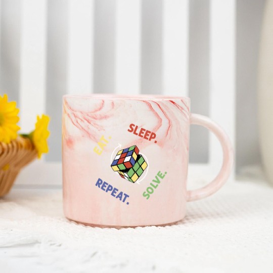 Eat Sleep Solve Repeat Math Speed Cubing Genie Marble Mugs