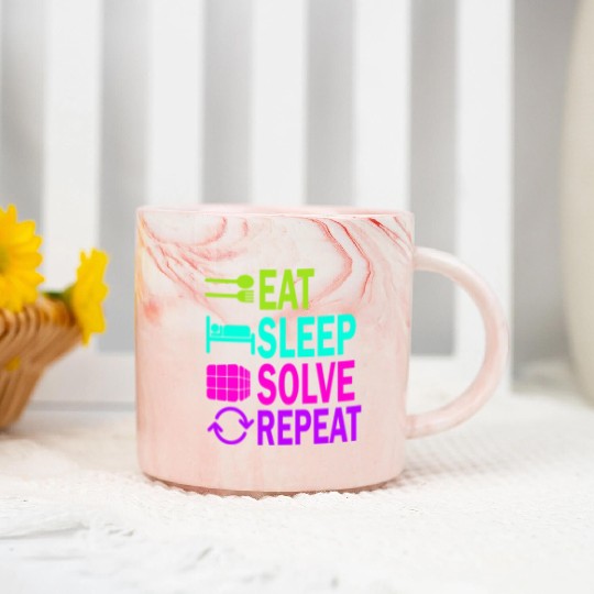 Eat Sleep Solve Repeat Math Speed Cubing Genie Marble Mugs