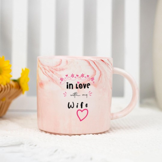 Love with My WIFE Cute Valentine day Mom to Be Val Marble Mugs