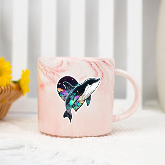 Orca Is My Valentine, Love Hearts Orca Valentines Marble Mugs