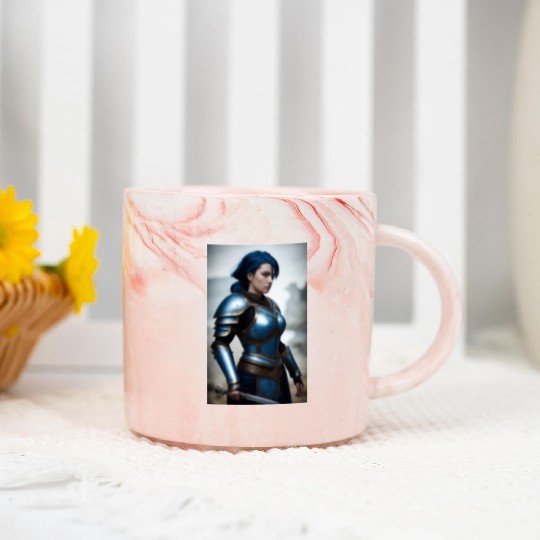 Azura - Warrior Lady Blue in Battle Marble Mugs
