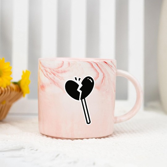 Broken Heart Lollipop Candy Marble Mugs