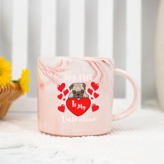 Pug Is My Valentine Marble Mugs