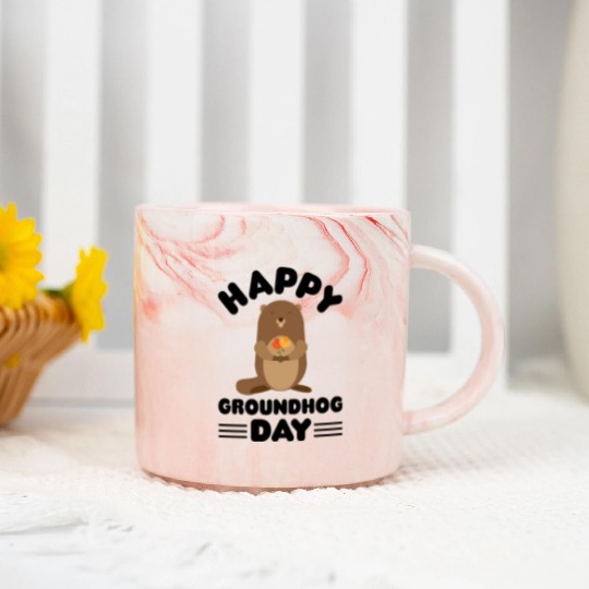 Groundhog Day cute print Marble Mugs