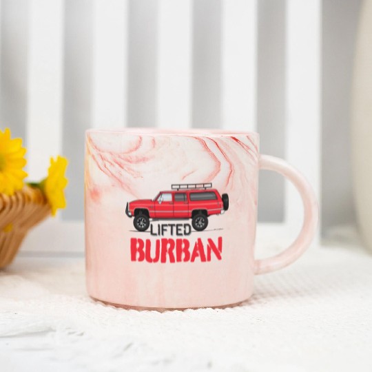 burban Cardinal Red Marble Mugs