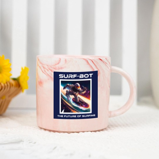 Robot Silver Surfer Marble Mugs